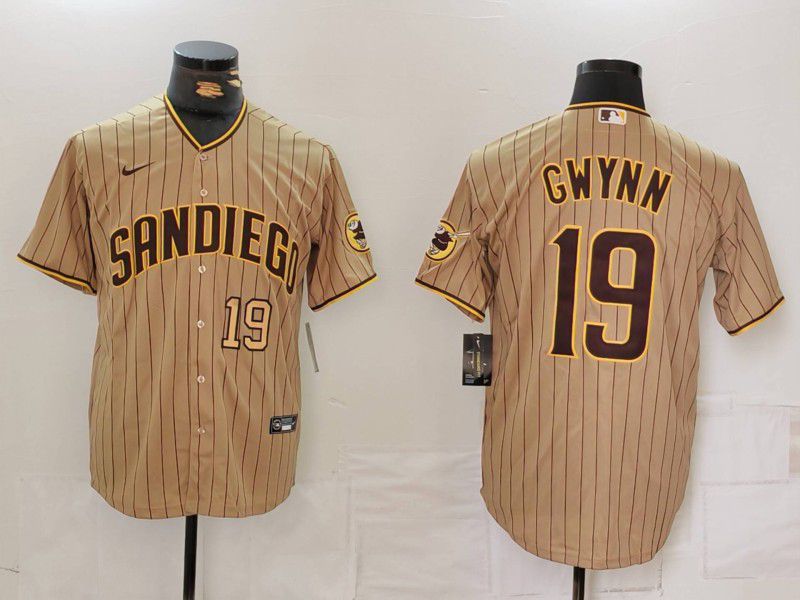 Men San Diego Padres #19 Gwynn Browm Stripe Game 2024 Nike MLB Jersey style 2->san diego padres->MLB Jersey